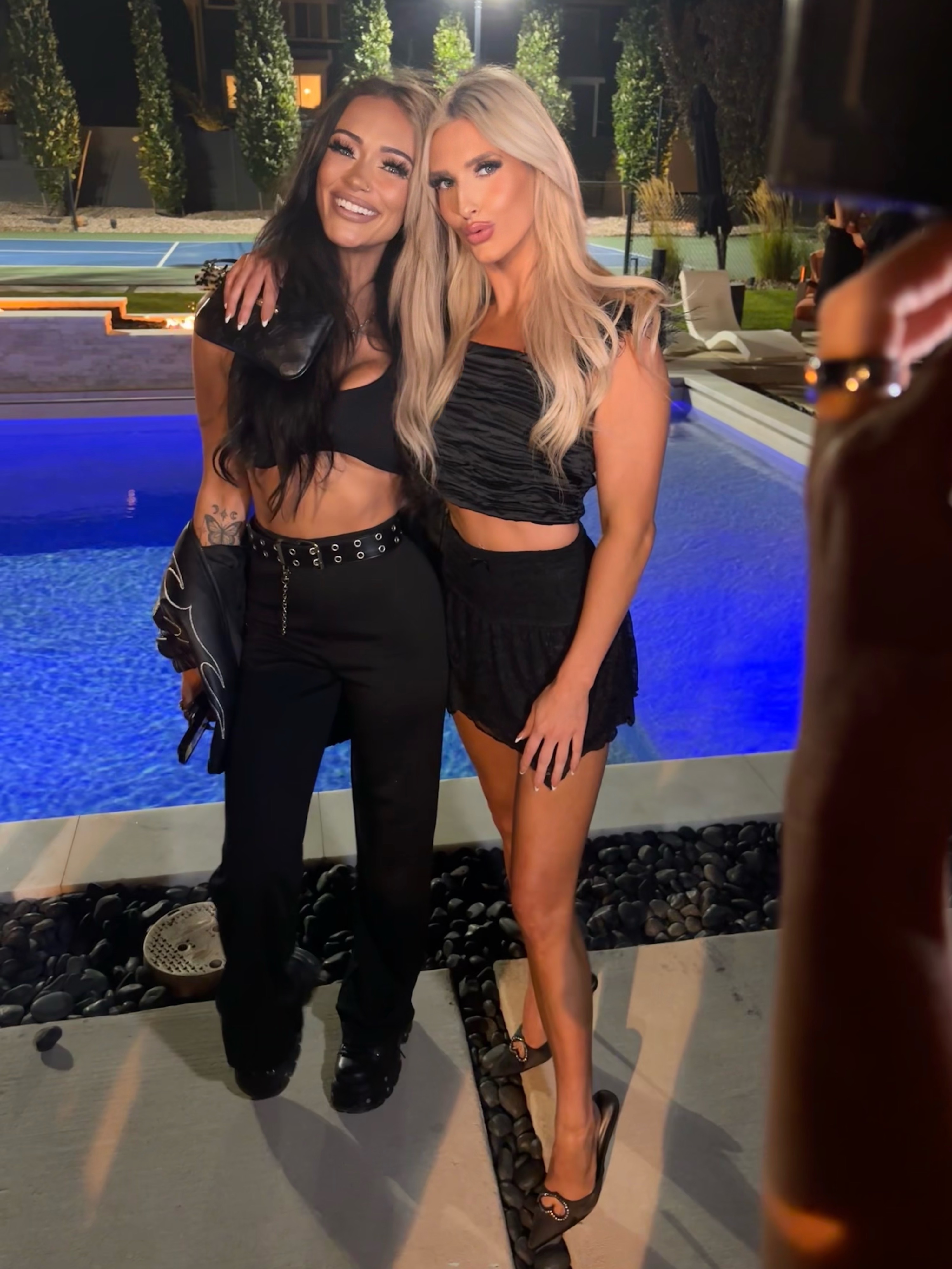 Blaire and Mae at a poolside night out